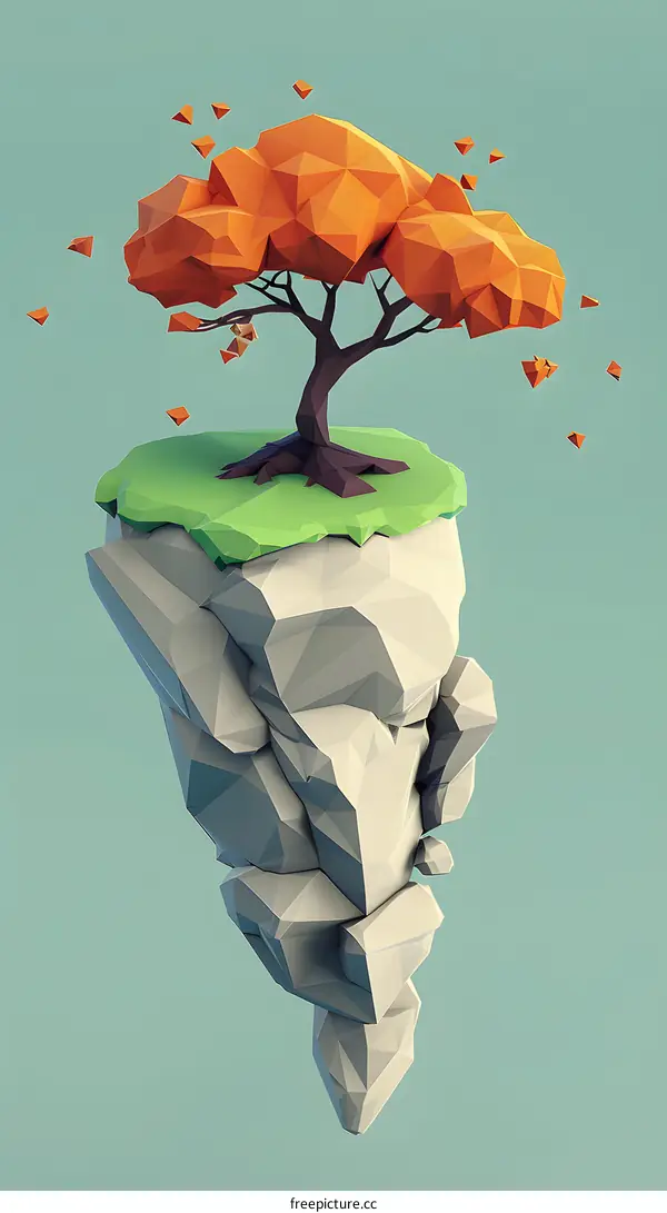 Low Poly Tree on a Floating Rock