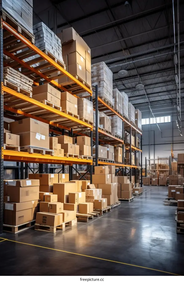 Large Warehouse Storage Facility With Boxes