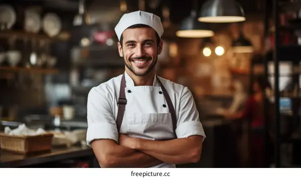 Portrait of a Smiling Chef in a Commercial Kitchen
