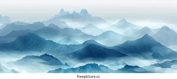 Misty Blue Mountain Landscape