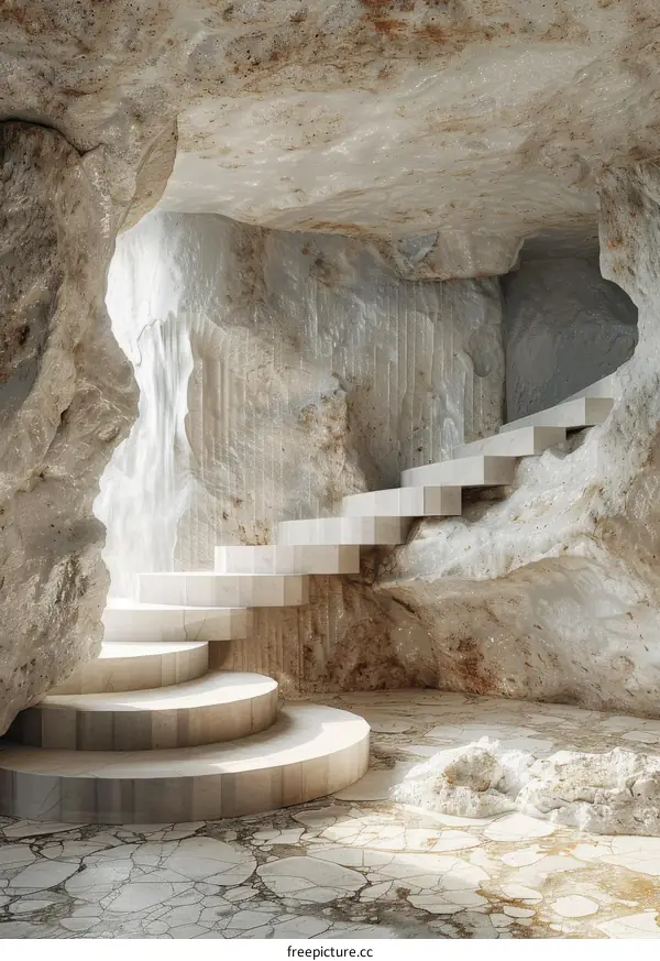 Marble Staircase Leading to a Cave