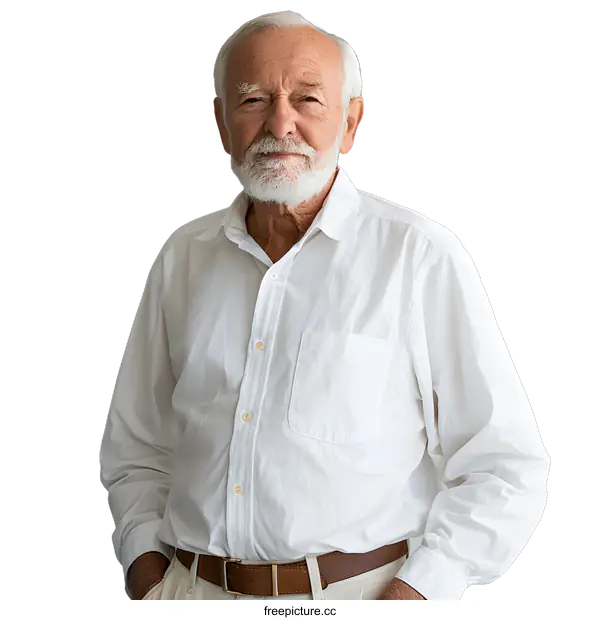 [Transparent Background PNG]Portrait of a smiling elderly man with a beard