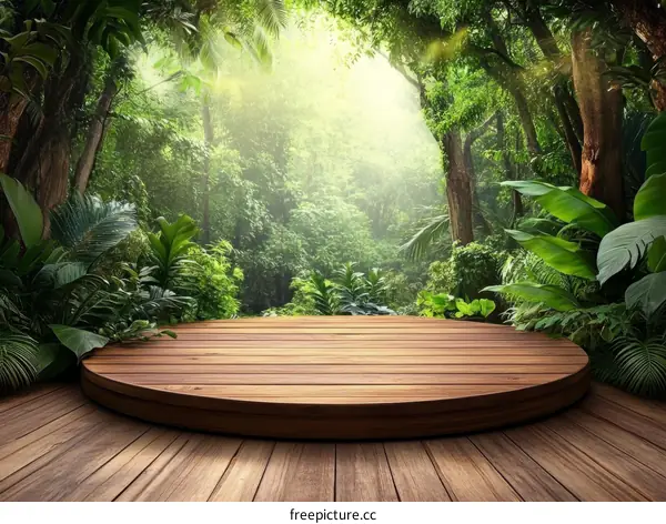 Tropical Jungle Forest Wooden Platform Scene
