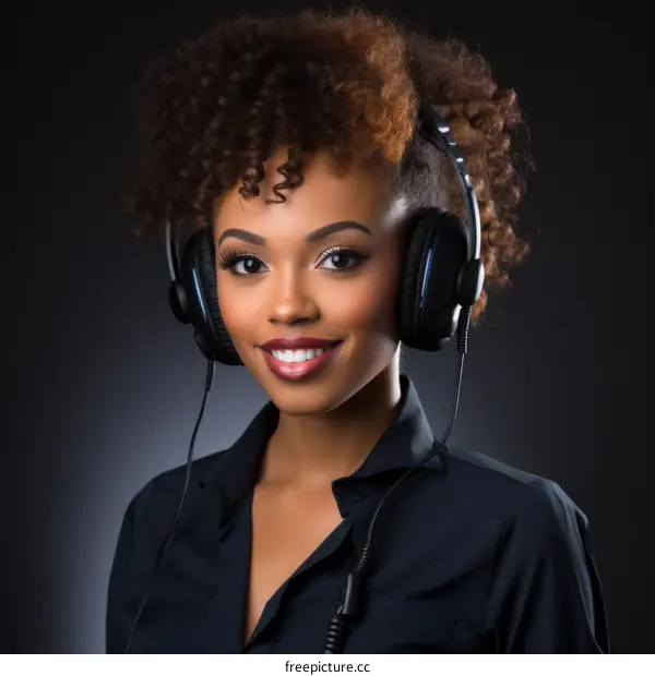 portrait of a young african american woman with headphones