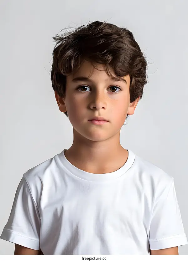 Portrait of a boy in a white shirt