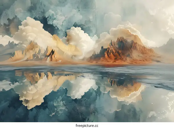 Sci-fi Illustration: Epic Mountains and Lake