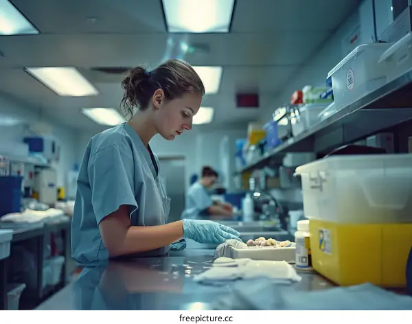 Pathologist Examining Samples