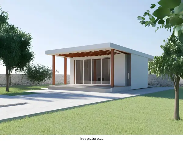 Modern House Design with a Wooden Pergola