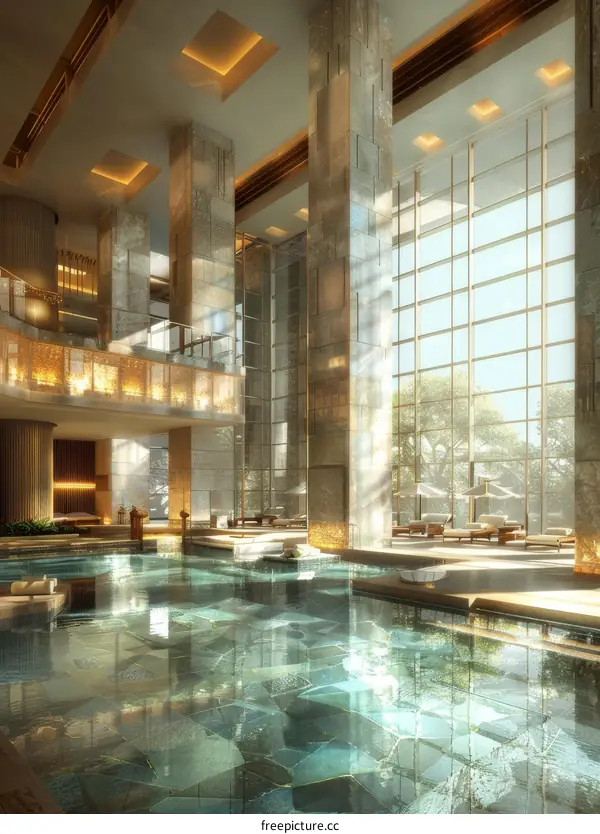 Luxury Modern Spa Pool Interior Design Illustration