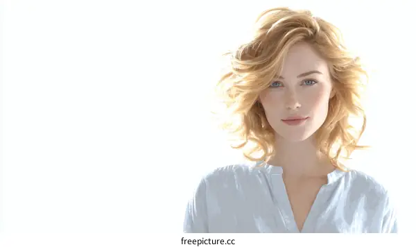 Blonde Woman Portrait with Stylish Short Hair