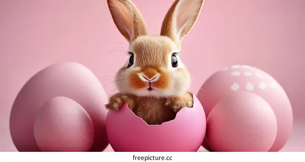 Cute Easter Bunny in Pink Egg