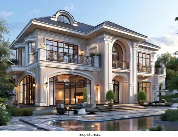 Elegant Mansion Exterior Design Illustration