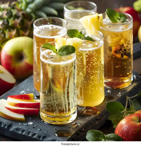 Refreshing Apple Cider with Pineapple and Mint