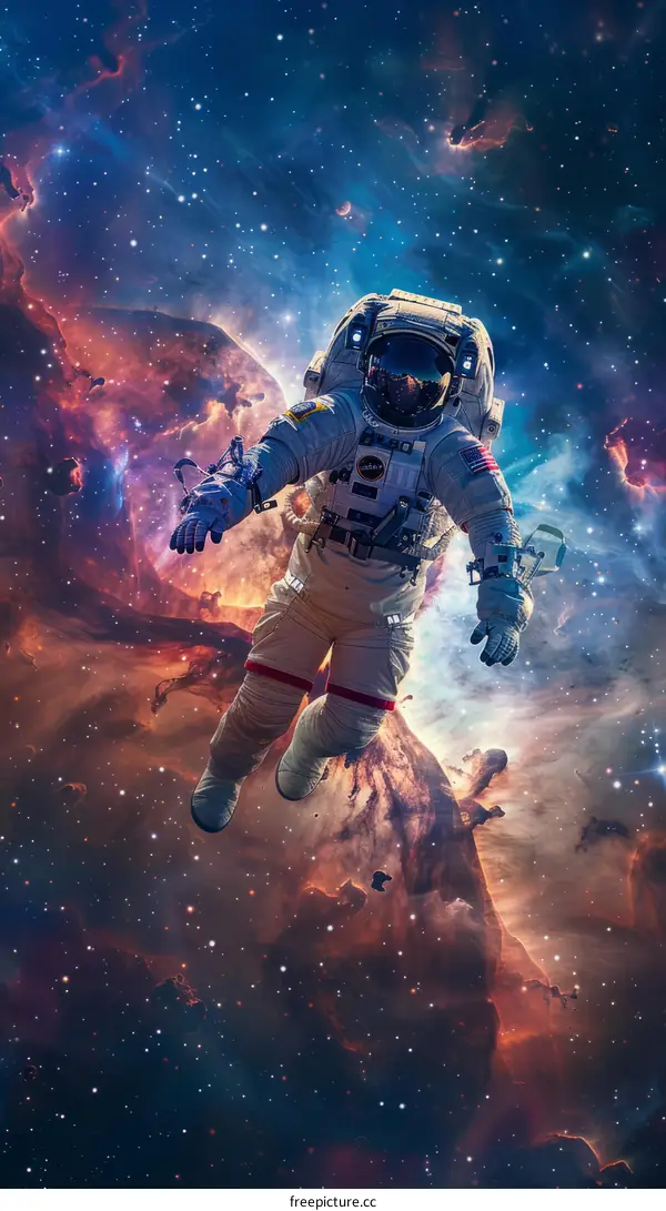 Astronaut Floating in the Expanse of Space