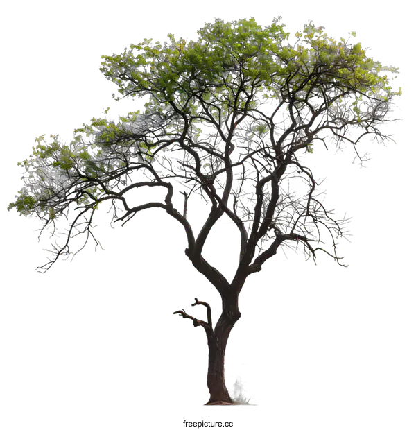 [Transparent Background PNG]Isolated Tree with Green Leaves on White Background