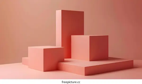 Pink geometric shapes podium for product presentation