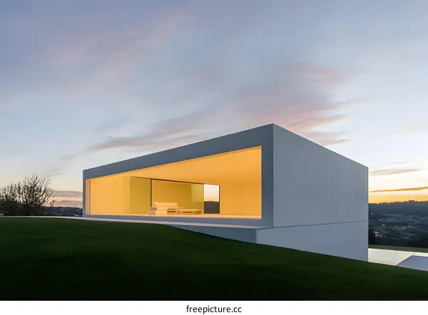 Modern Minimalist House with Large Window View