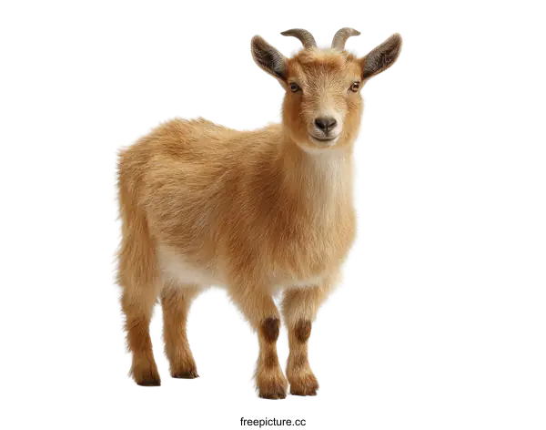 [Transparent Background PNG]Adorable Baby Goat Portrait on White Background
