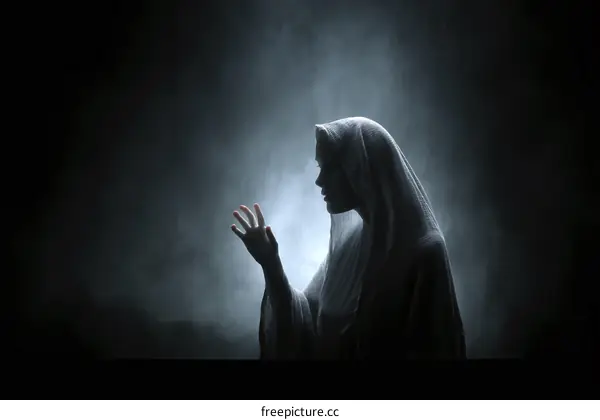 Silhouette of a Woman Reaching Out