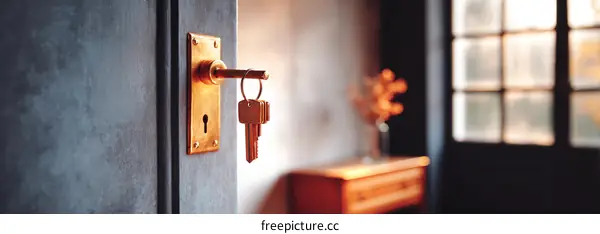 Keys in the Doorway of a Modern Home