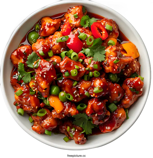 [Transparent Background PNG]Spicy Chicken with Chili and Herbs