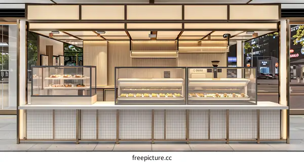 Modern Minimalist Bakery Shop Display Case Design