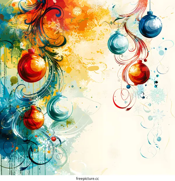 Christmas background with colorful ornaments