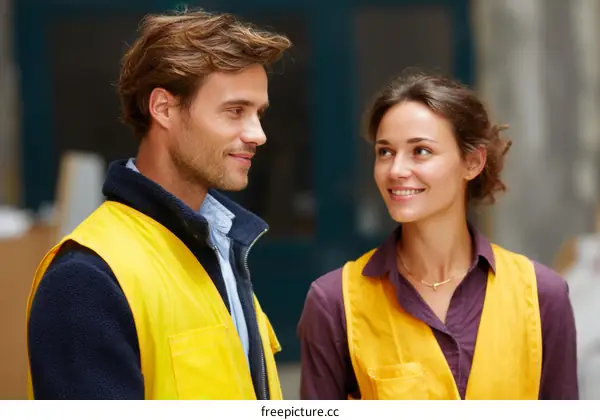 Two Caucasian Colleagues Working Together