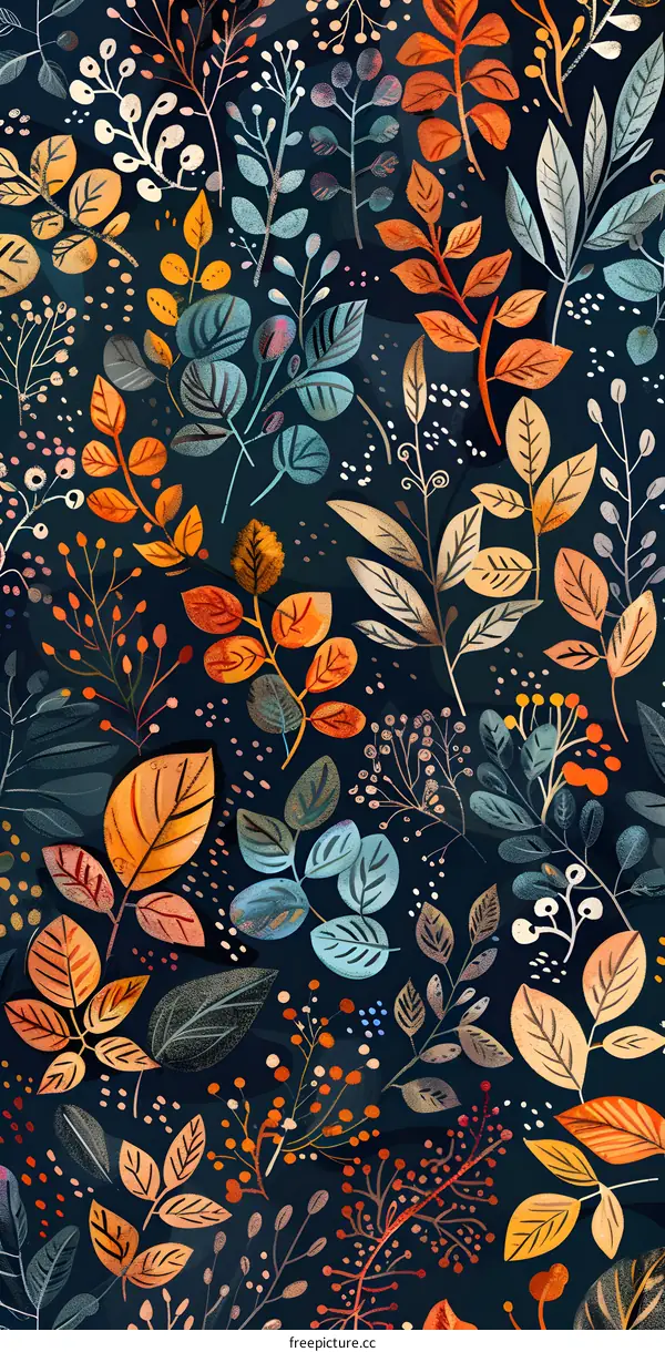 Autumn Leaves Watercolor Pattern Seamless