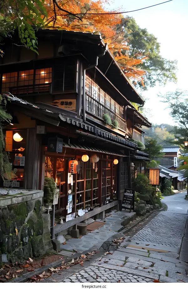 An old wooden house in a traditional Japanese village
