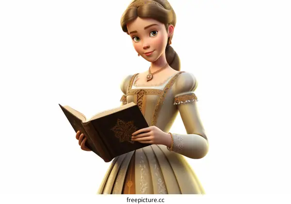 A beautiful princess reading a book