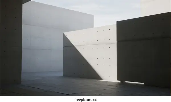 Concrete architectural structure with geometric shapes and clean lines