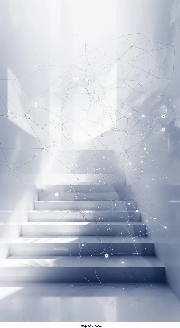 Abstract Geometric Illustration of a Staircase with a Light at Its Top