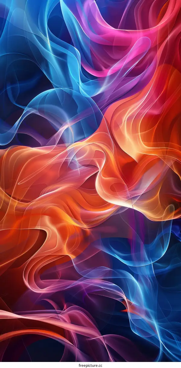 Abstract Composition of Vivid Hues and Fluid Shapes