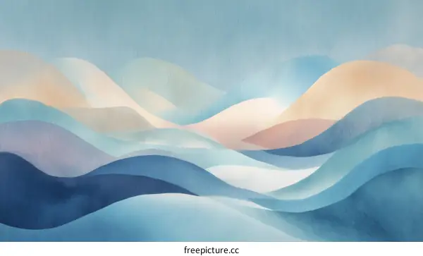 Abstract Watercolor Mountain Landscape