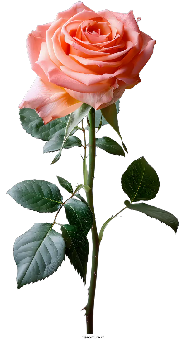 [Transparent Background PNG]single pink rose on a white background