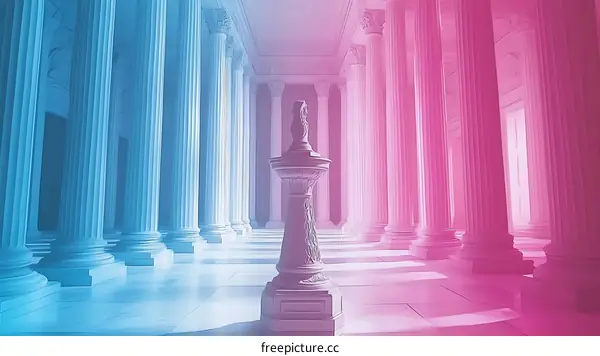 Ancient Roman Columns Hallway Illustration