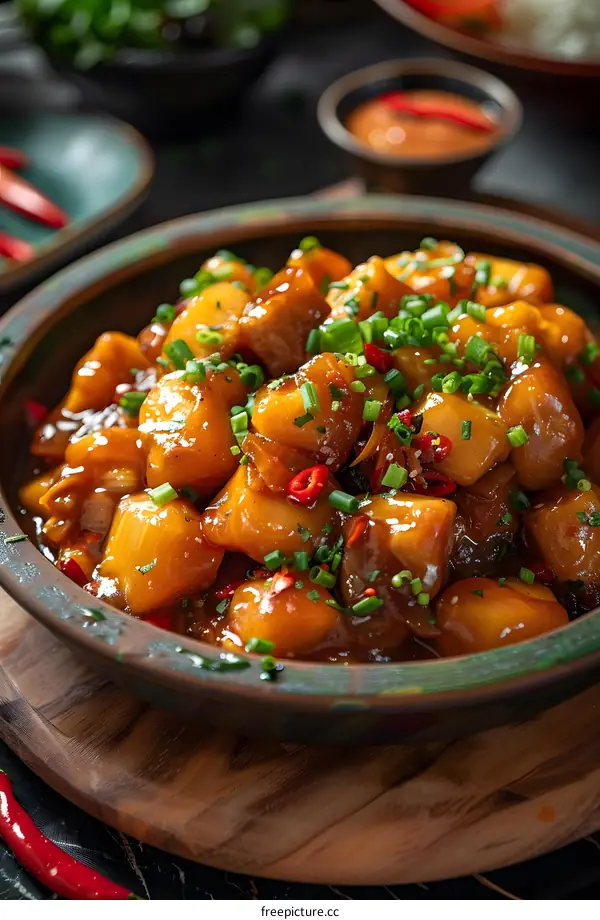 Stir-fried potatoes with scallions