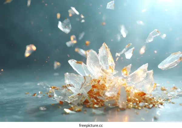 Shattered Glass with Gold Flakes