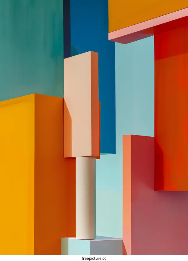 Colorful 3D geometric shapes composition
