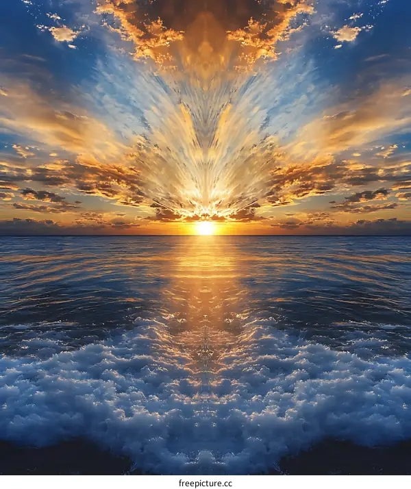 Golden Sunset Over the Sea with Dramatic Sky