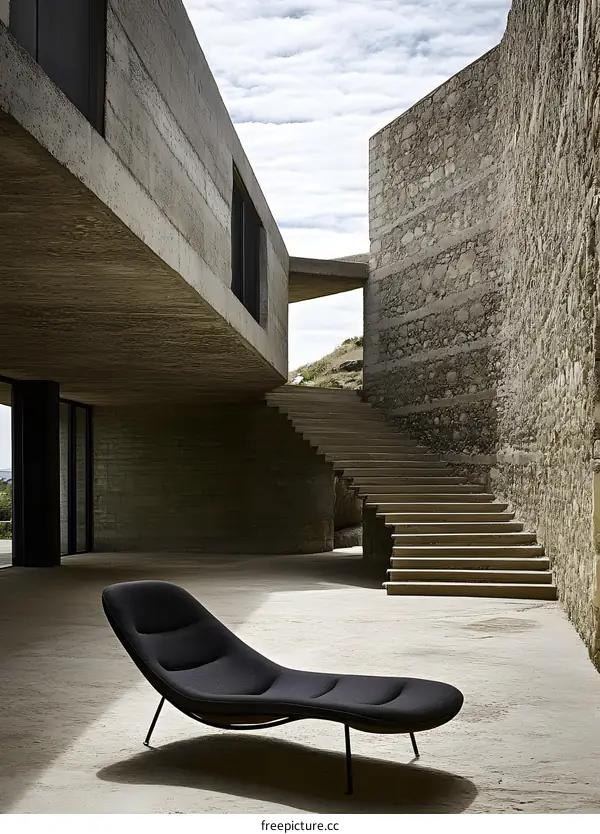 Modern Architecture Concrete Building Lounger Chair Patio