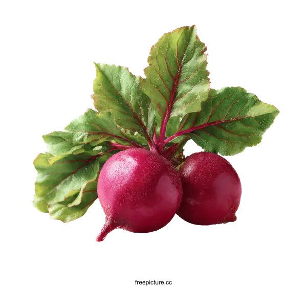 [Transparent Background PNG]Fresh Red Beets with Leaves Close-up