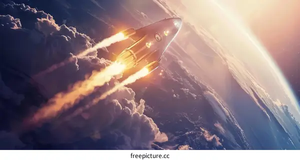 Spaceship Soaring Through the Vastness of Space