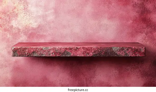 Rustic Pink Shelf Against Textured Wall