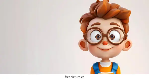 Illustration of a boy with glasses and a backpack