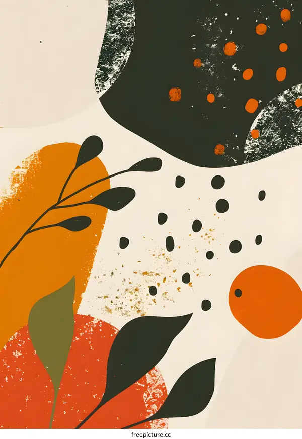 Abstract  Boho  Background  With  Leaves