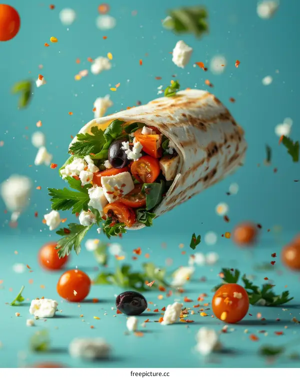 A Delicious and Healthy Wrap with Fresh Mediterranean Ingredients