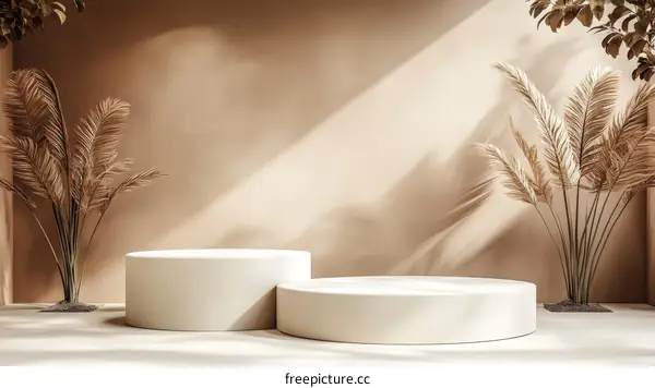 Beige Aesthetic Product Display with Natural Elements