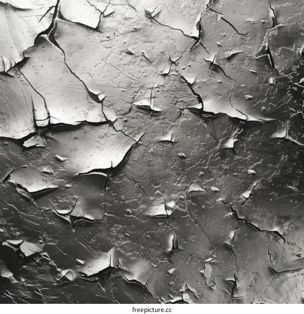 Abstract Black and White Cracked Paint Texture